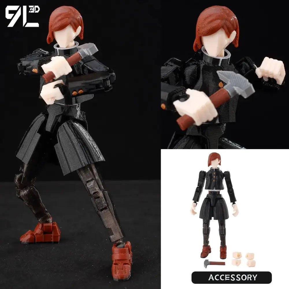 Jujutsu kaisen gojo sukuna articulated figure in black and red with hammer accessory made of high-strength pp plastic for safe delivery