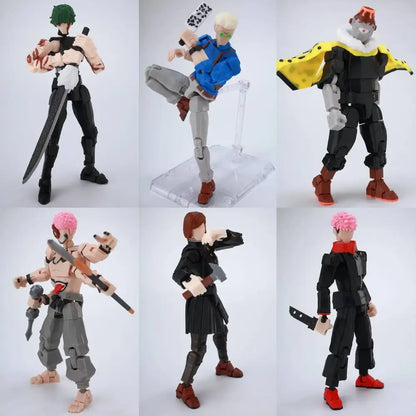 Six jujutsu kaisen gojo sukuna articulated figures with 13 joints made of high-strength pp plastic for safe delivery