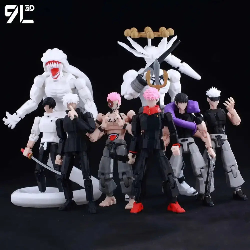 White plastic jujutsu kaisen gojo sukuna articulated figure made of high-strength pp plastic with safe delivery features