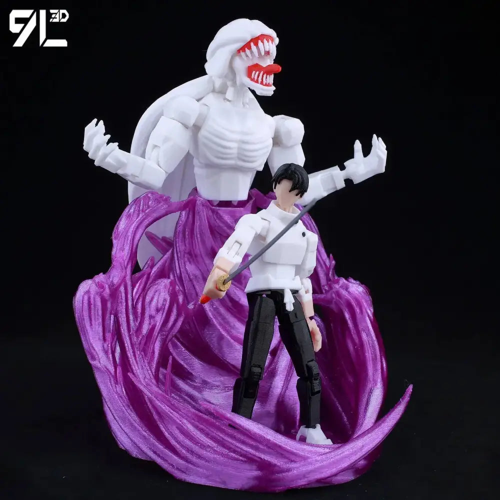 Jujutsu kaisen gojo sukuna articulated figure set in high-strength pp plastic featuring red-toothed character on purple energy with safe delivery
