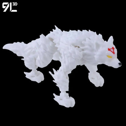 White textured plastic jujutsu kaisen itadori figure wolf with red and yellow eye accents and multi-jointed movement