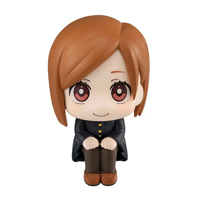 Chibi-style jujutsu kaisen mini figure set featuring a brown-haired character in black coat and brown pants pvc collectible