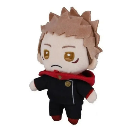 Jujutsu kaisen ryomen sukuna plush pendant featuring spiky tan hair golden eyes and black outfit with red accents