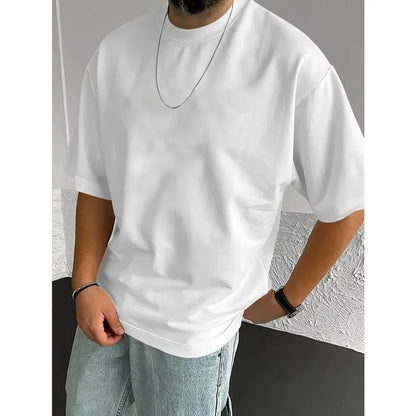 White oversized cotton t-shirt with relaxed fit and short sleeves featuring jujutsu kaisen satoru gojo design