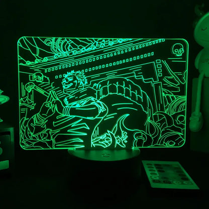 Green neon-lit jujutsu kaisen satoru gojo acrylic led night light with finger touch and remote control features