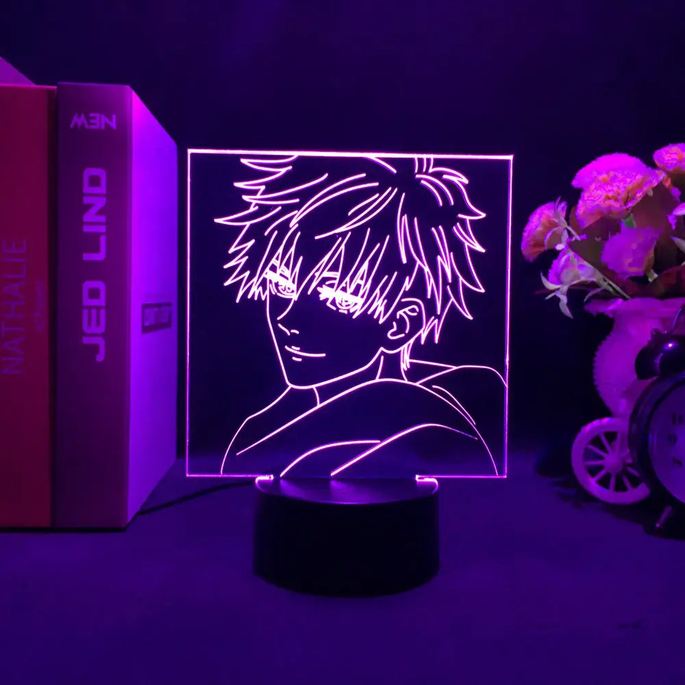 Jujutsu kaisen satoru gojo purple neon acrylic led night light with finger touch and remote control features