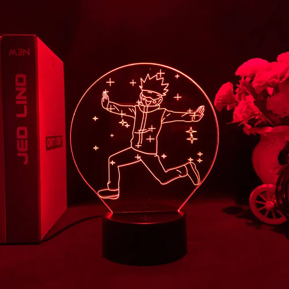 Jujutsu kaisen satoru gojo red glowing 3d acrylic led night light with finger touch and remote control features