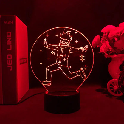 Jujutsu kaisen satoru gojo red glowing 3d acrylic led night light with finger touch and remote control features