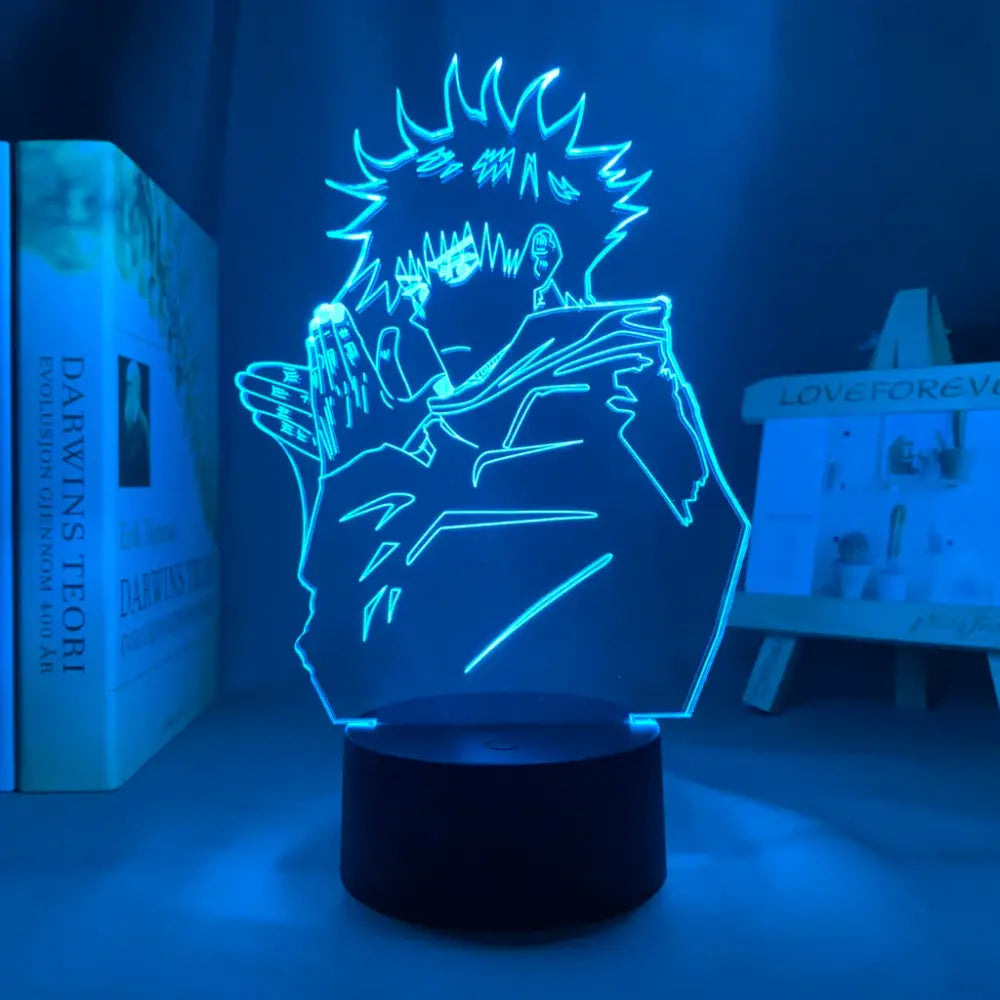 Blue glowing jujutsu kaisen satoru gojo acrylic led night light with finger touch and remote control features