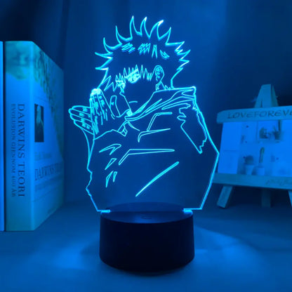Blue glowing jujutsu kaisen satoru gojo acrylic led night light with finger touch and remote control features