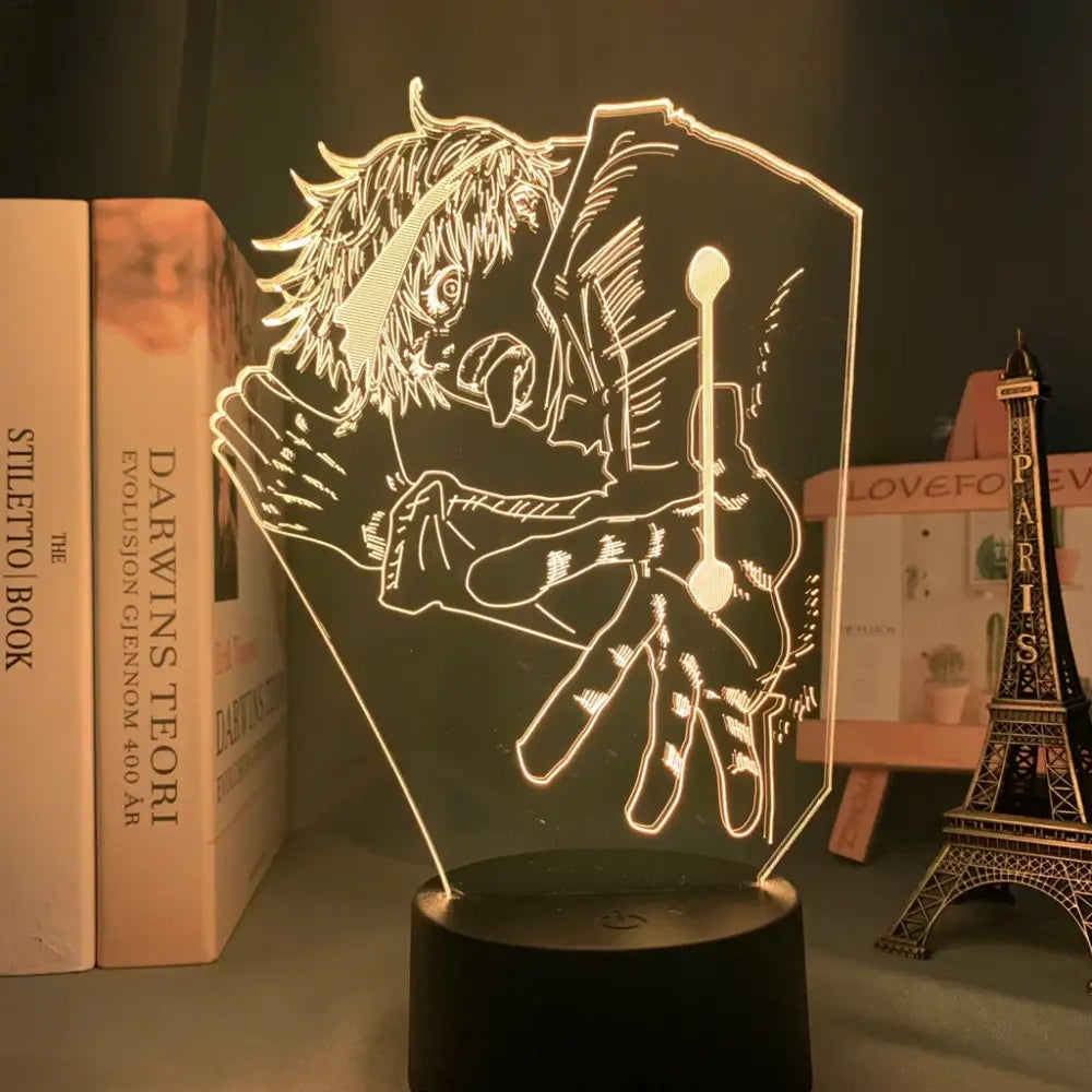 Jujutsu kaisen satoru gojo led night light acrylic lamp glowing in warm yellow with finger touch and remote control features