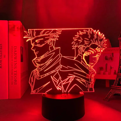 Jujutsu kaisen satoru gojo red glowing led night light with finger touch and remote control acrylic panel lamp