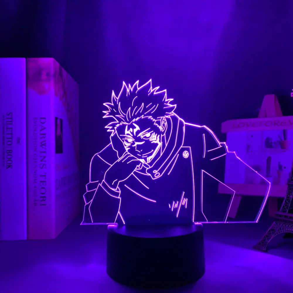 Purple glowing jujutsu kaisen satoru gojo acrylic led night light with finger touch and remote control features