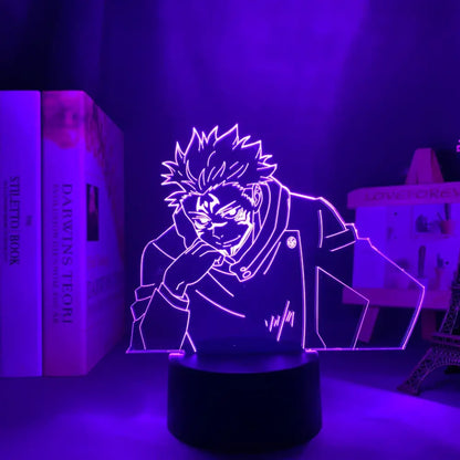 Purple glowing jujutsu kaisen satoru gojo acrylic led night light with finger touch and remote control features