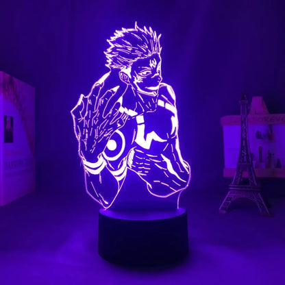 Purple glowing acrylic jujutsu kaisen satoru gojo 3d led night light with finger touch and remote control features