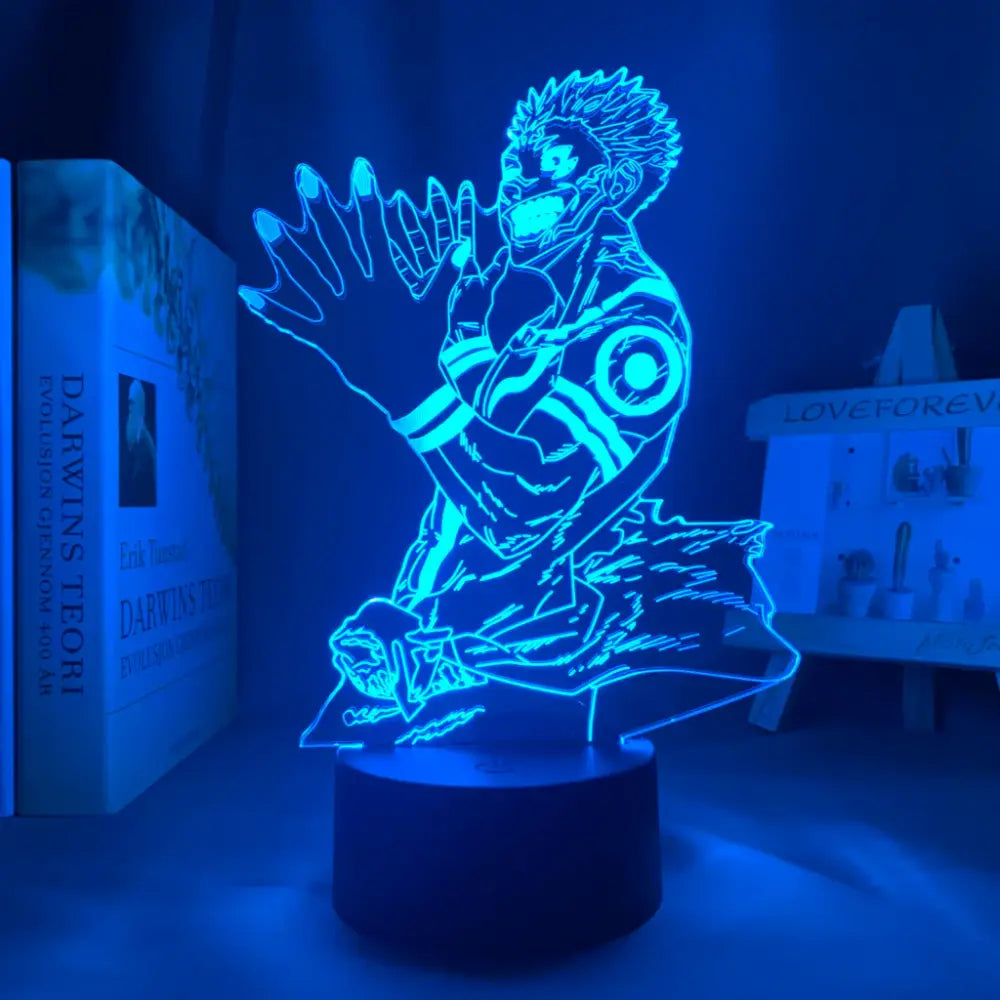 Blue glowing 3d acrylic jujutsu kaisen satoru gojo led night light with finger touch and remote control features