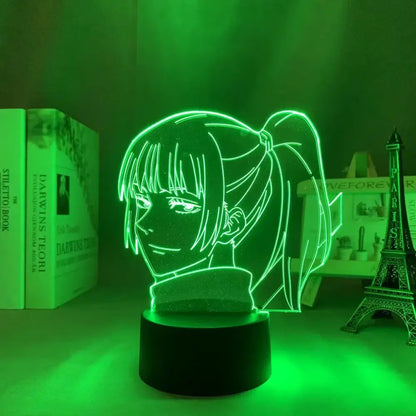Green glowing acrylic jujutsu kaisen satoru gojo led night light with finger touch and remote control features