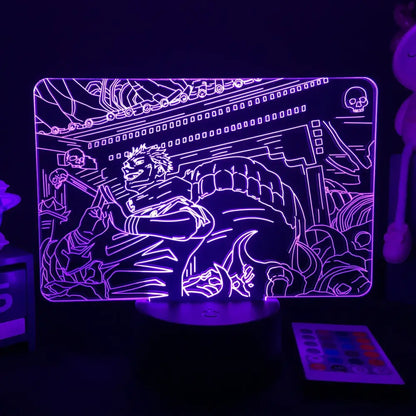 Jujutsu Kaisen Satoru Gojo purple neon led night light acrylic lamp with anime battle scene remote control and finger touch