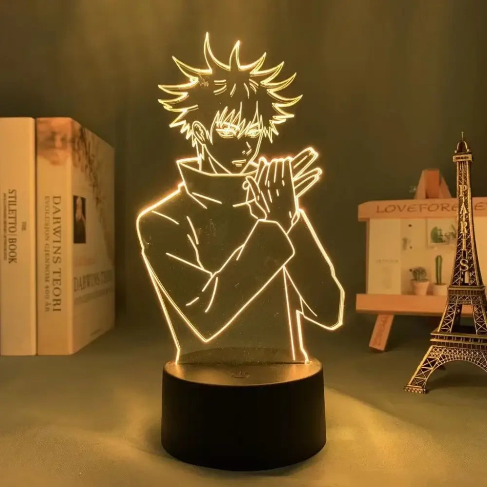 Jujutsu kaisen satoru gojo led night light acrylic lamp with glowing yellow outline and finger touch remote control