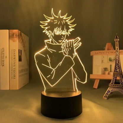 Jujutsu kaisen satoru gojo led night light acrylic lamp with glowing yellow outline and finger touch remote control