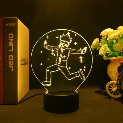 Jujutsu kaisen satoru gojo acrylic led night light with finger touch and remote control glows white silhouette of naruto