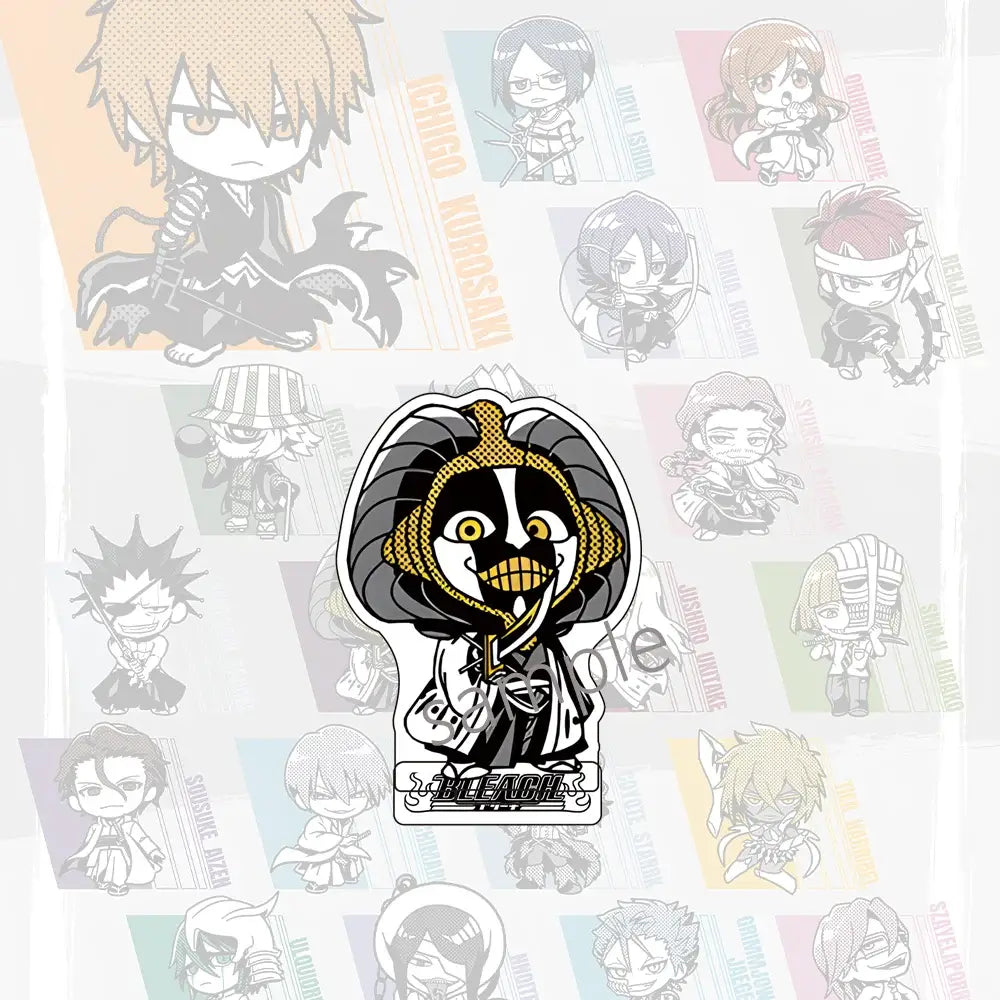 Jujutsu kaisen black and gold chibi ichigo kurosaki acrylic badge with clear acrylic stand for display