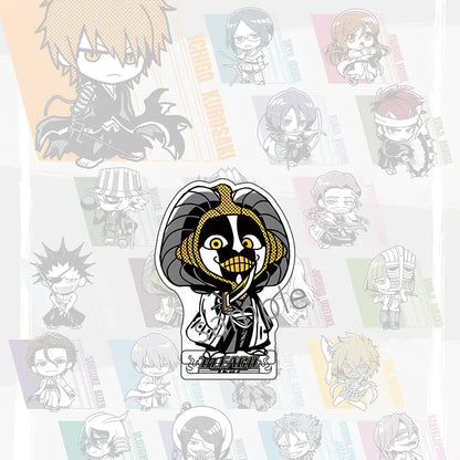 Jujutsu kaisen black and gold chibi ichigo kurosaki acrylic badge with clear acrylic stand for display