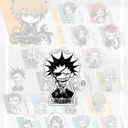 Black and white chibi-style ichigo kurosaki acrylic stand featuring eyepatch and sword for jujutsu kaisen acrylic stand collection