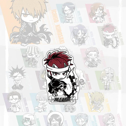 Jujutsu kaisen sukuna red and black chibi acrylic stand with white headband and bleach logo base clear acrylic