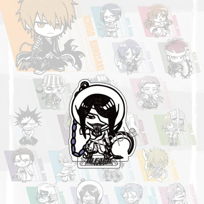Jujutsu kaisen sukuna black and white chibi acrylic stand with long hair hooded outfit and chain accessory