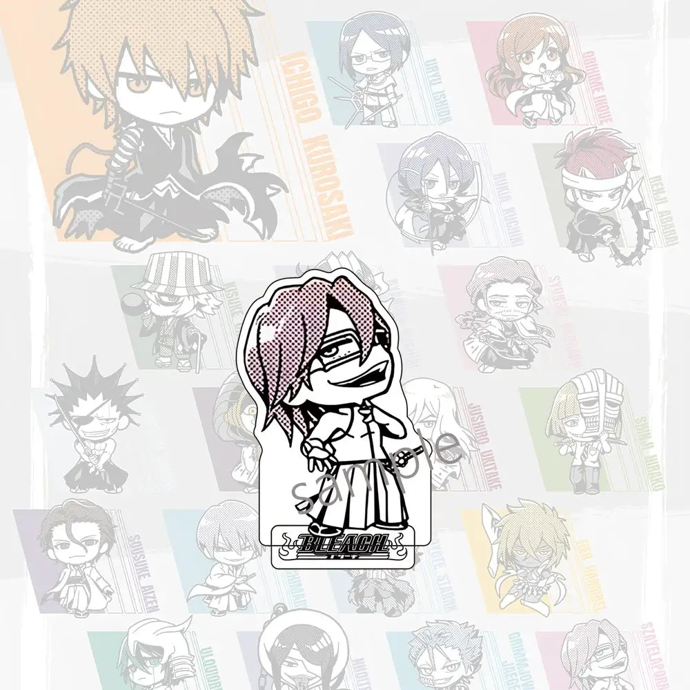 Chibi-style ichigo kurosaki acrylic stand with pink and black hair white outline jujutsu kaisen acrylic stand clear material