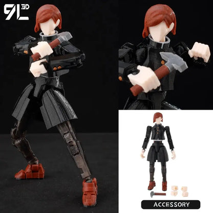 Jujutsu kaisen sukuna action figure in black and red with detailed armor and hammer accessory 3d printed movable design