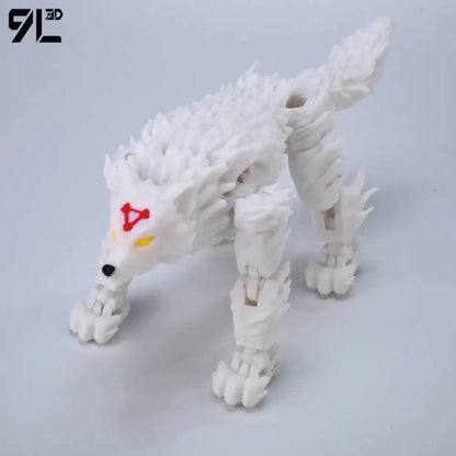 White intricately detailed 3d printed jujutsu kaisen sukuna action figure with red and yellow facial markings