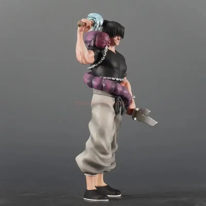 Jujutsu kaisen toji fushiguro pvc statue 21cm featuring black-haired anime character in purple and black attire holding a weapon