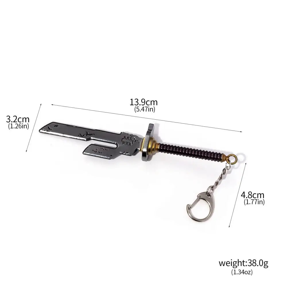 Black and gold metal jujutsu kaisen toji inverted spear keychain with intricate detailing anime pendant