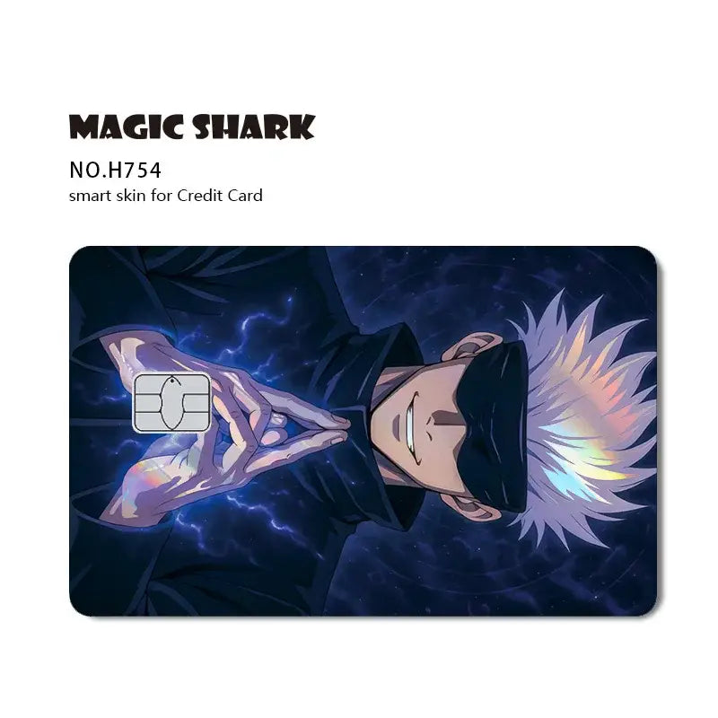 Magic shark no.h754 smart skin credit card featuring jujutsu kaisen yuji gojo anime with laser holographic effect