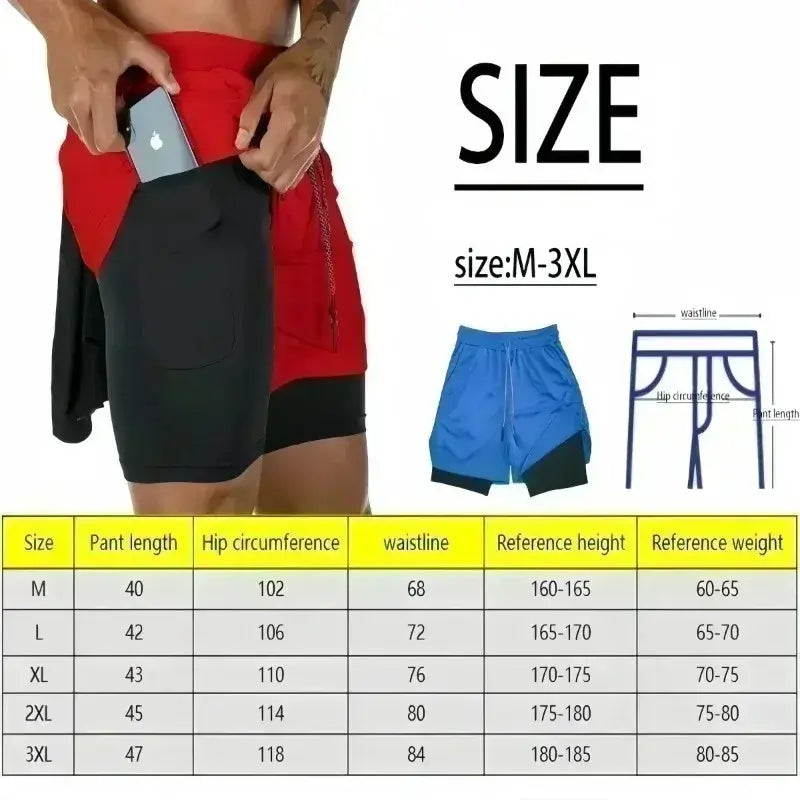 Red and black jujutsu kaisen yuji itadori two-in-one quick-drying sports shorts with side pocket for phone storage