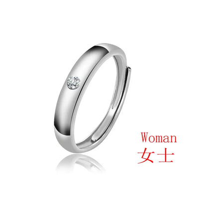 A sleek silver ring set featuring a single round-cut diamond inspired by jujutsu kaisen yuta okkotsu wedding jewelry