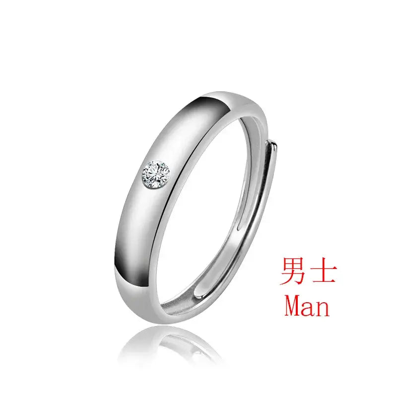 A sleek silver yuta okkotsu jujutsu kaisen ring set with a single round diamond on an adjustable band