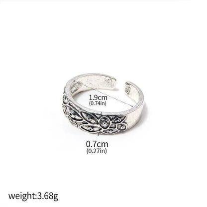 Silver-toned open-toe toe ring with intricate leaf and eye motifs inspired by jujutsu kaisen yuta okkotsu couple ring