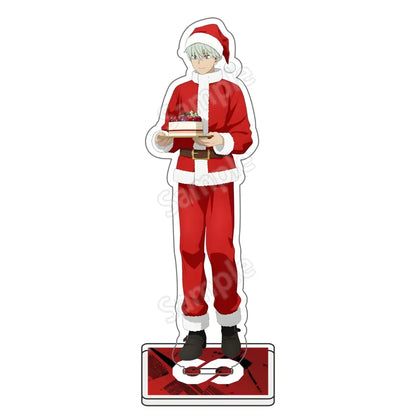 Red and white santa claus figure with silver hair in festive fur-trimmed coat in kafka hibino acrylic stand 15cm figure