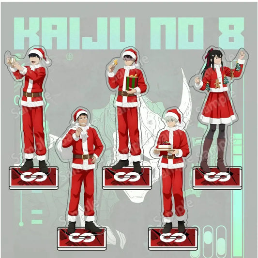 Red and white santa claus-themed kafka hibino acrylic stand from kaiju no 8 featuring 15cm figure cutouts