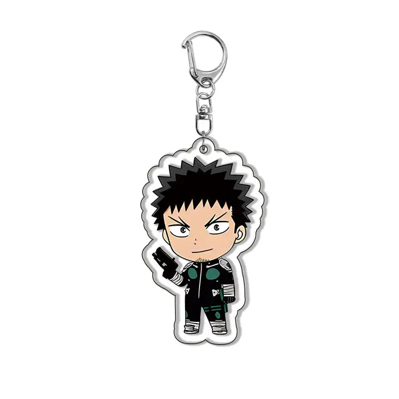 Black and green kafka hibino keychain anime alloy charm with silver metal clip for kaiju no 8 fans