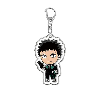 Black and green kafka hibino keychain anime alloy charm with silver metal clip for kaiju no 8 fans