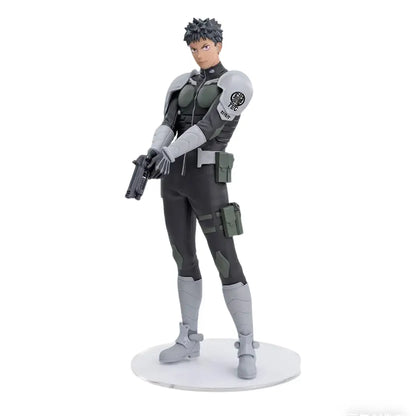 Gray and olive green tactical figure with white accents on a circular base kaiju no 8 kafka hibino noodle stopper