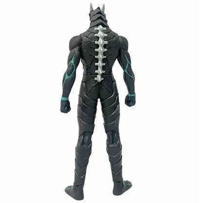Black and teal armored kafka hibino pvc figure with spiked spine design back view 26cm model kaiju no 8