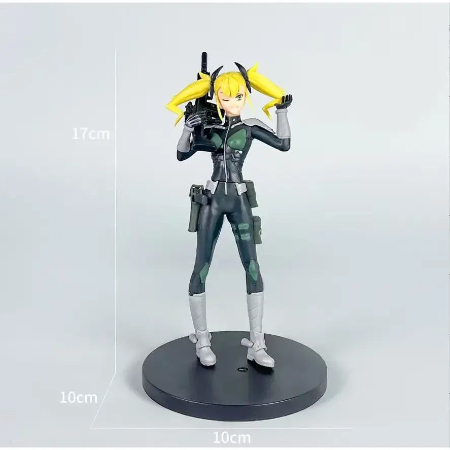 Kaiju no 8 kafka hibino pvc figure 17cm black green with yellow pigtails pvc figure desktop ornament