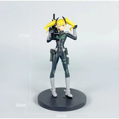 Kaiju no 8 kafka hibino pvc figure 17cm black green with yellow pigtails pvc figure desktop ornament