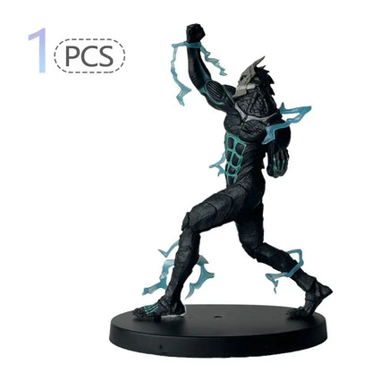 Kaiju no 8 kafka hibino pvc statue in black and teal monster form with detailed armor standing on black base