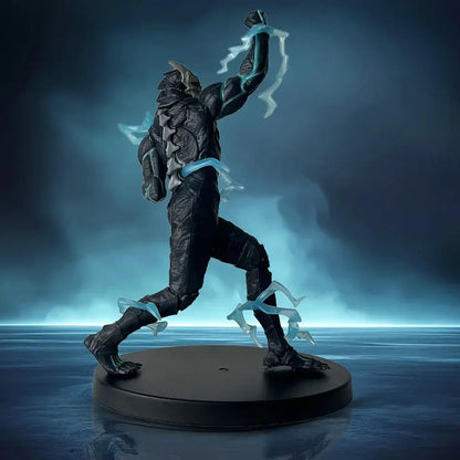 Black armored kafka hibino pvc statue in monster form with glowing blue energy effects standing 21cm tall